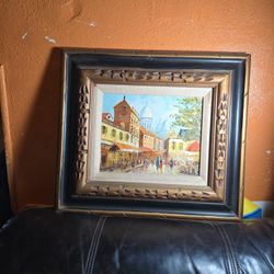 French VINTAGE Oil On Canvas Painting 