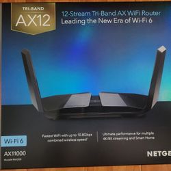 NETGEAR Nighthawk WiFi 6 Router (RAX200) 12-Stream Gigabit Router AX11000 Tri-Band Wireless Speed (Up to 10.8 Gbps)