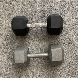 Pair of 25lbs and 30lbs dumbbells 