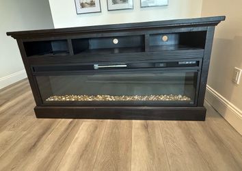 TV Console Stand with Color-Changing Electric Fireplace and Built-In Heater