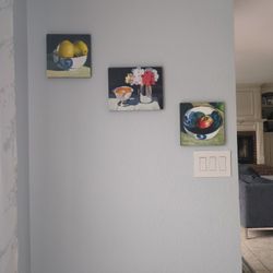 Oil On Wood Still Life (Set Of Three) 