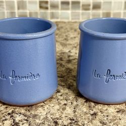 Set Of 2 La Fermiere Lavander Terra Cotta Yogurt Jar Cups
