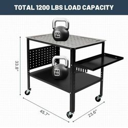 New in a sealed box 36"x24" Mobile Steel Welding Table with Wheels, Movable Welding Workbench Table, 1200lbs Capacity Welding Fixture Table with 5/8 I