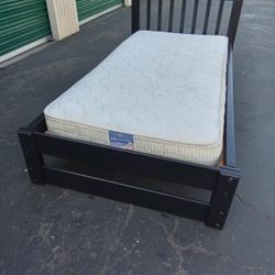 TWIN BED FRAME WITH BOARD AND MATTRESS 