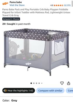 Pamo Babe Portable Pack and Play Playard – Gray