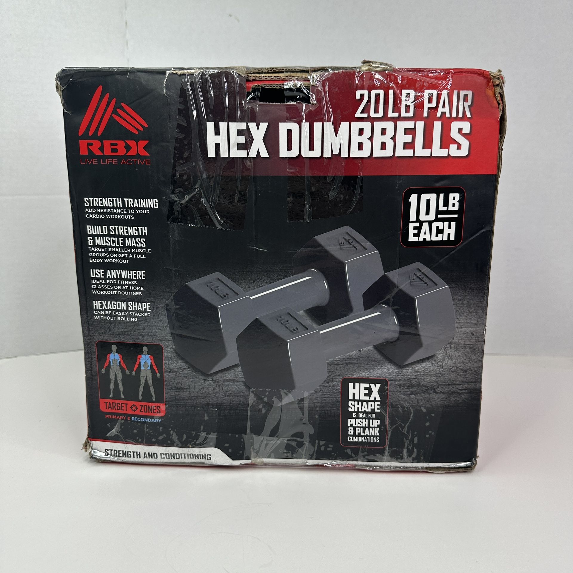 RBX Vinyl Coated Hand Weight Dumbbell Set - Set Of 2 (10lbs Each)