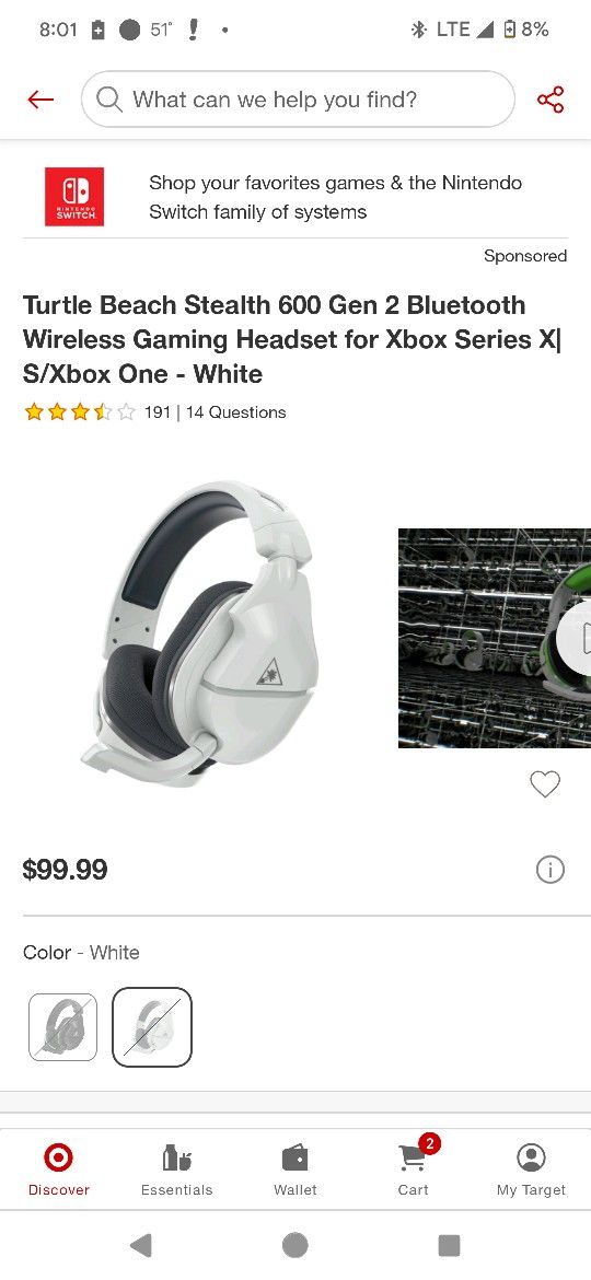 Turtle Beach Stealth 600 Gen 2 Bluetooth Wireless Gaming Headset for Xbox Series X S/Xbox One - White
