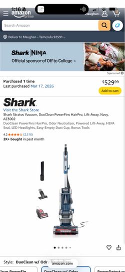 Shark Stratos Vacuum, DuoClean PowerFins HairPro Powered Lift Away