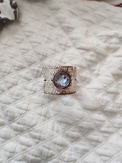 Antique white crystal cuffed Robert Palazzolo