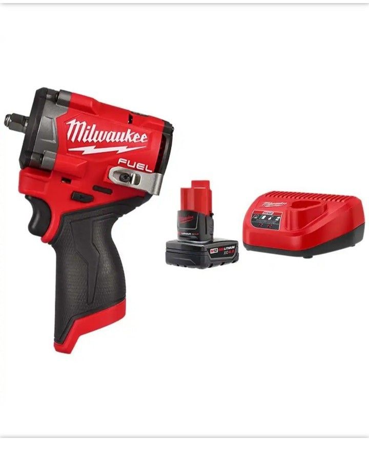M12 FUEL 12V Li-Ion Brushless Cordless Stubby 3/8 in. Impact Wrench with M12 XC Battery 4.0 Ah and Charger Starter Kit
, 2024 Model