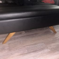 Black Faux Leather Ottoman 