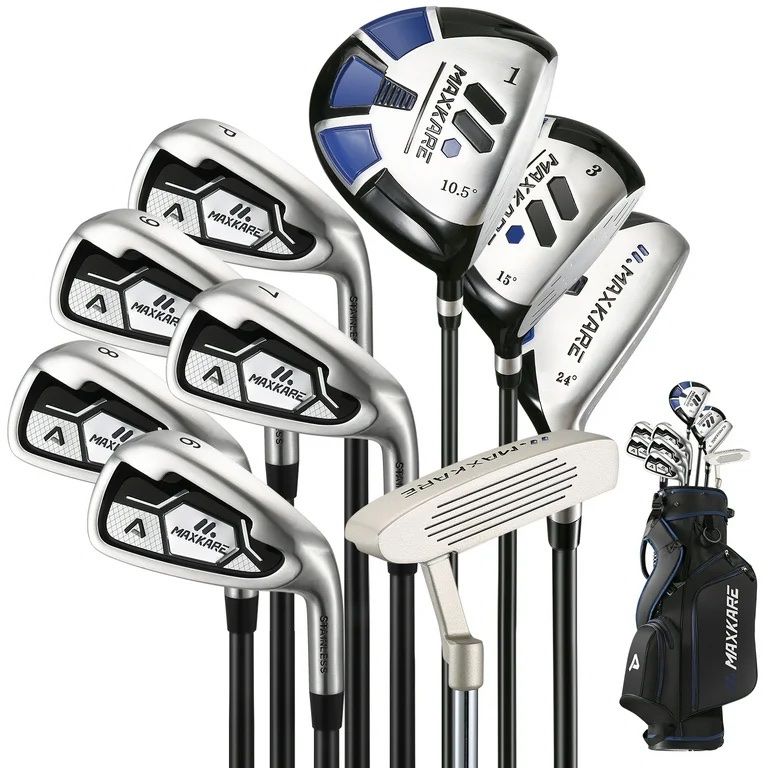 Golf Clubs Set with True Temper Steel Shafts, Putter, Deluxe Stand Bag & 3 Bonus Head Covers，9 Club Set for Men Right-Handed
