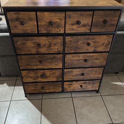 Rustic Brown 12 Drawer ( Fabric ) Dresser