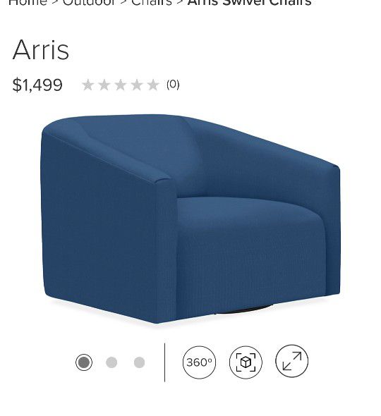 Custom Arris Blue Fabric Swivel Chair