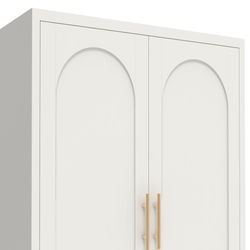 71'' 2 Shapely Doors Cabinet, Metal Storage Cabinet with Doors and Adjustable Shelves, for Bedroom, Living Room, Kitchen(White)