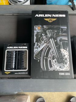 Softail Harley parts Arlen ness chrome  forks/ Arlen ness fork cans/boots