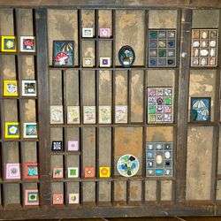 Various miniature handmade artwork for printers tray, trinket shelf or dollhouse