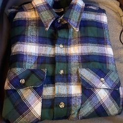 Five Brother Shirt Mens L Plaid Green Tallman Flannel L Sleeve Button Down