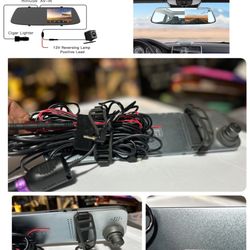 Toguard CE13 Dual Lens Dash Camera & Backup Cam - Front 5” LCD rear view mirror Touch Screen 