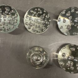 Art Glass Ball Paperweight Clear Bullicante Controlled Bubble Sphere 
