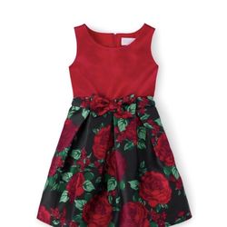 The Children's Place Girls Sleeveless Floral Velour Fit And Flare Dress