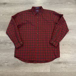 Vintage 1990s Pendleton Men’s Red/Green Plaid Button Up Longsleeve Shirt