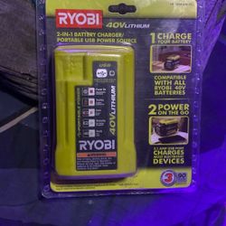 40 V 2in1  Battery Charger And Portable Usb Power Source