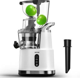SIFENE Vertical Cold Press Juicer for Whole Produce, 83mm Wide Chute, White 60 RPM slow squeeze, quiet motor, dual-feed hopper, BPA-free food-contact 