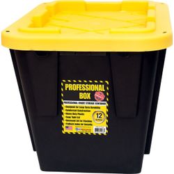 Greenmade Plastic Storage Bin with Lid, 12 Gallon, Black and Yellow