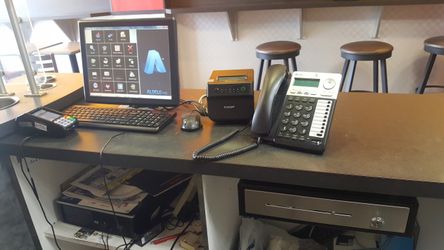 POS Computer system,cash register and phone