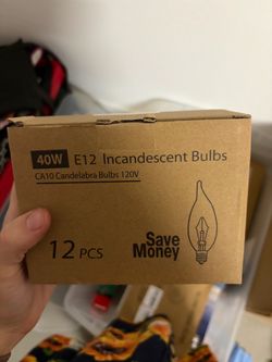 40W E12 CA10 Candelabra Bulbs 12-Pack