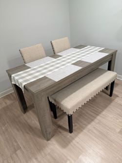 Dining Table Set with Bench and Chairs