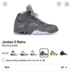 Jordan Wolf Grey 5 Sz 9