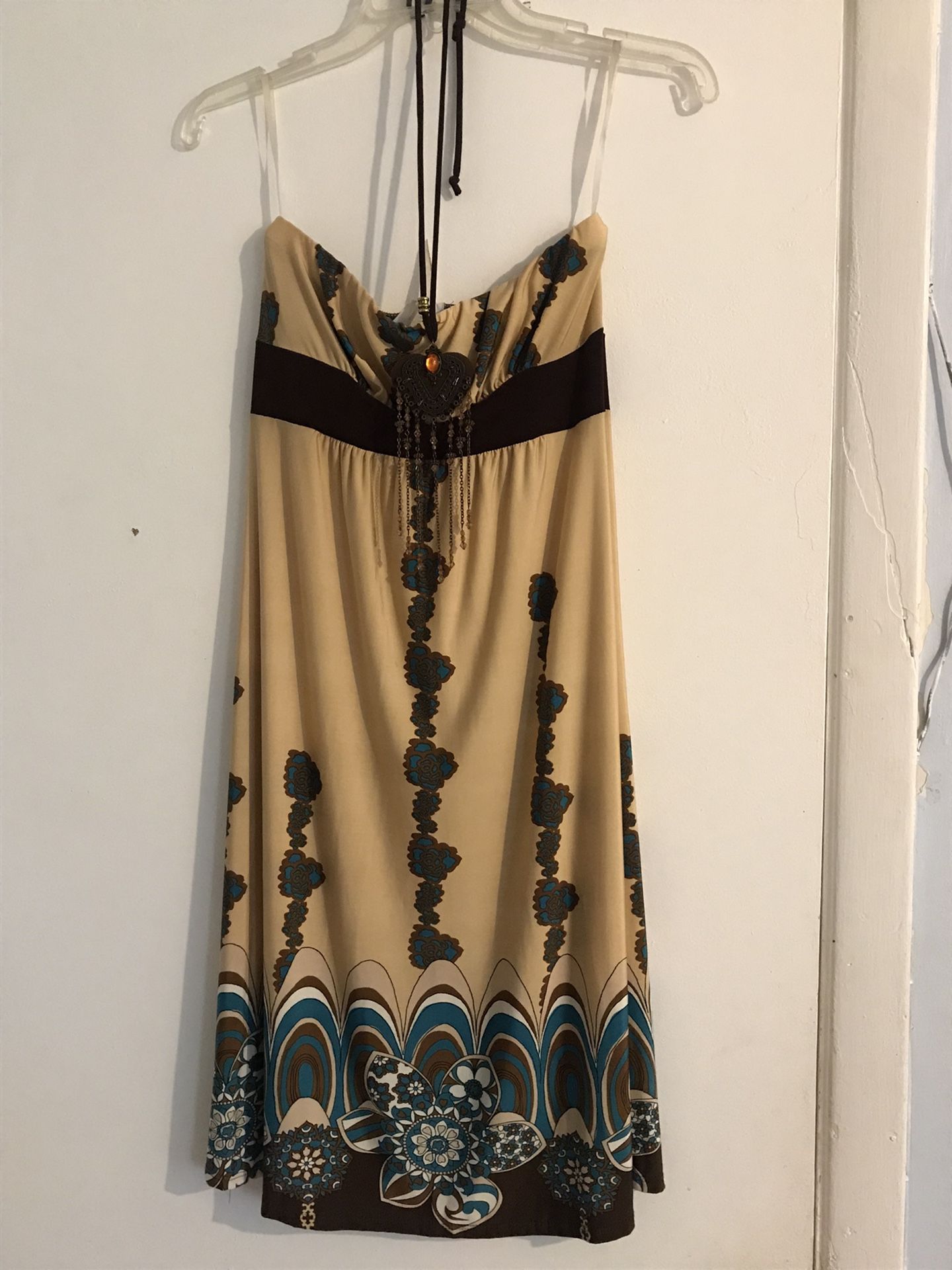 Light/fun/colorful Beige/Brown/Aqua Long Dress