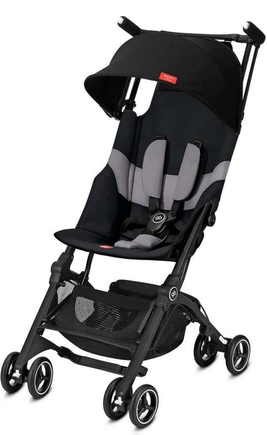 Brand New gb Pockit+ All-Terrain, Ultra Compact Lightweight Travel Stroller with Canopy and Reclining Seat in Velvet Black