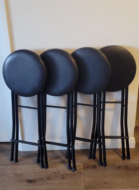 Foldable Black Stool (Pack of 4)
