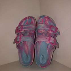 Girls Nos Sandal Pink/ Blue Tie Dye Straps Buckle Open Toe Size:1