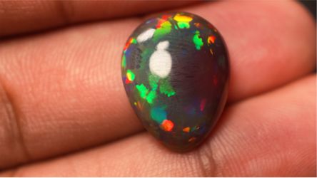 10 Ct Natural Ethiopian Black Opal Oval Cabochon Loose Gemstone Fire Play