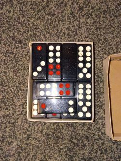 Black Domino Set with Red and White Dots