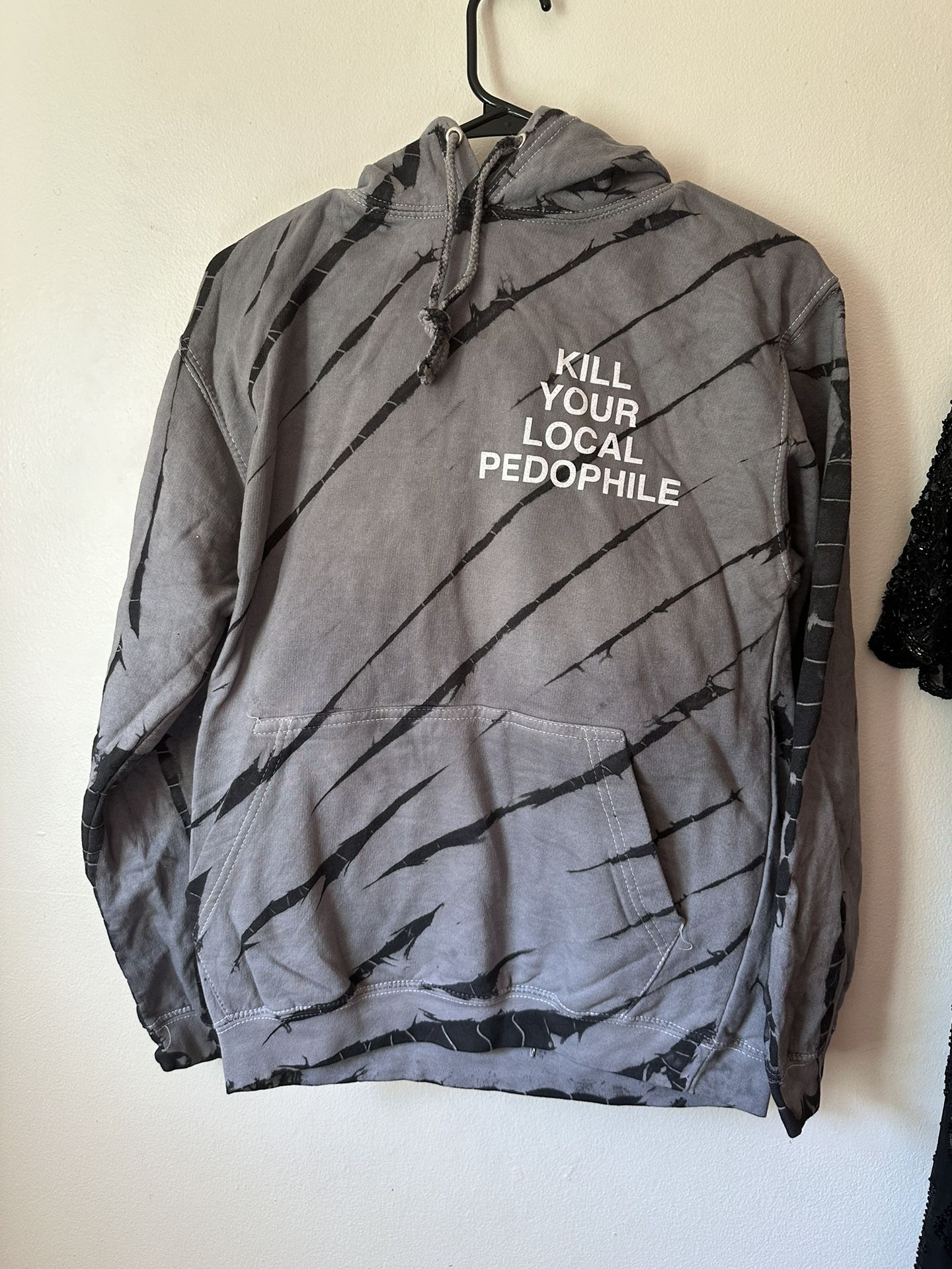 Kill Your Local P3dophile ALF NSFW Size Small Black Grey Gray Tie Dye Hoodie