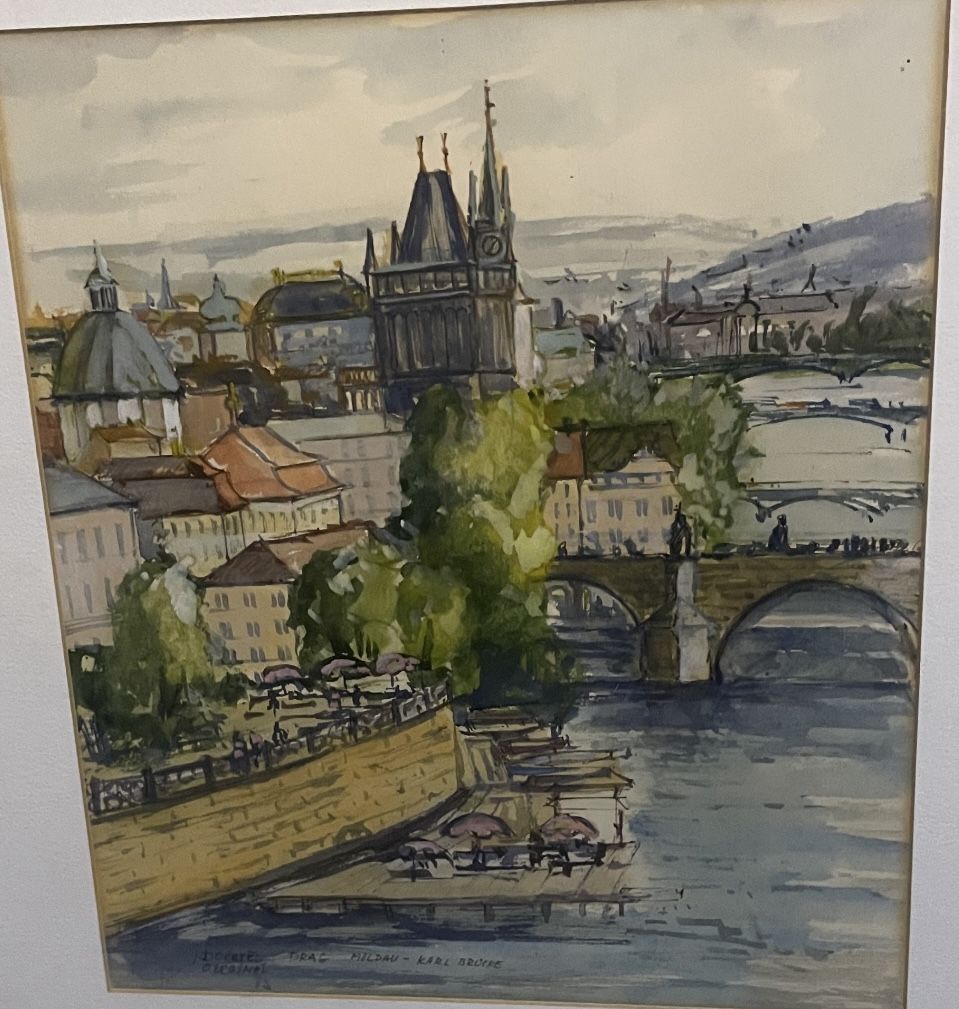 Watercolor Painting - Prague Charles Bridge (Karlův Most) signed n framed