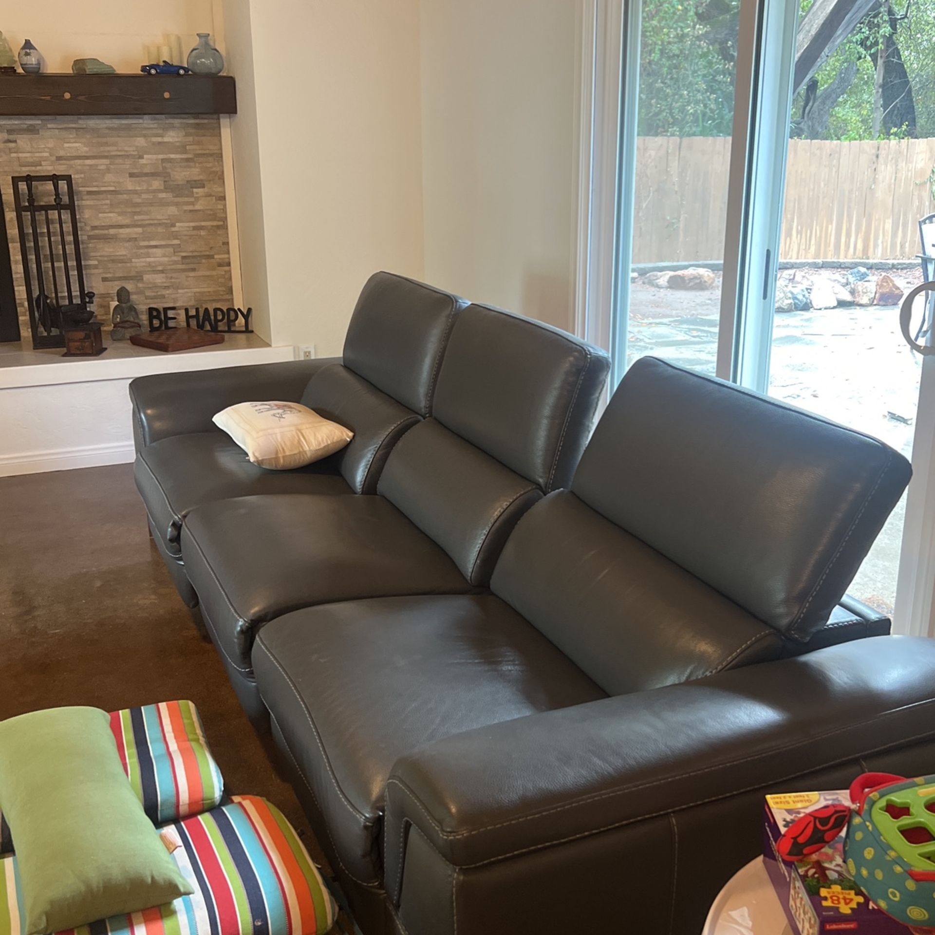 Italian Leather Gray Sofa With Recliners!,All Products : American Fashion Style Bags On Sale