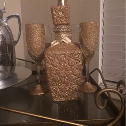 Gold Decanter And Glasses