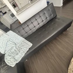 Black Sectional Sofa / Futon with Chaise – Budget Couch