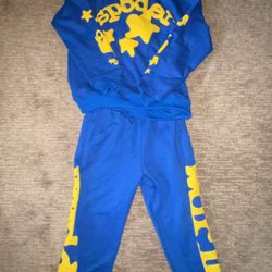 Sp5der Track Suit Beluga Blue/yellow