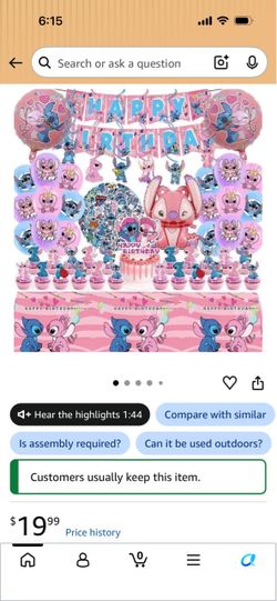 Stitch & Angel Birthday Party Decorations Set