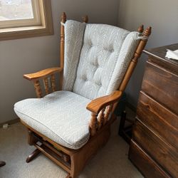 Solid Oak Gliding Rocker With Foot Stool