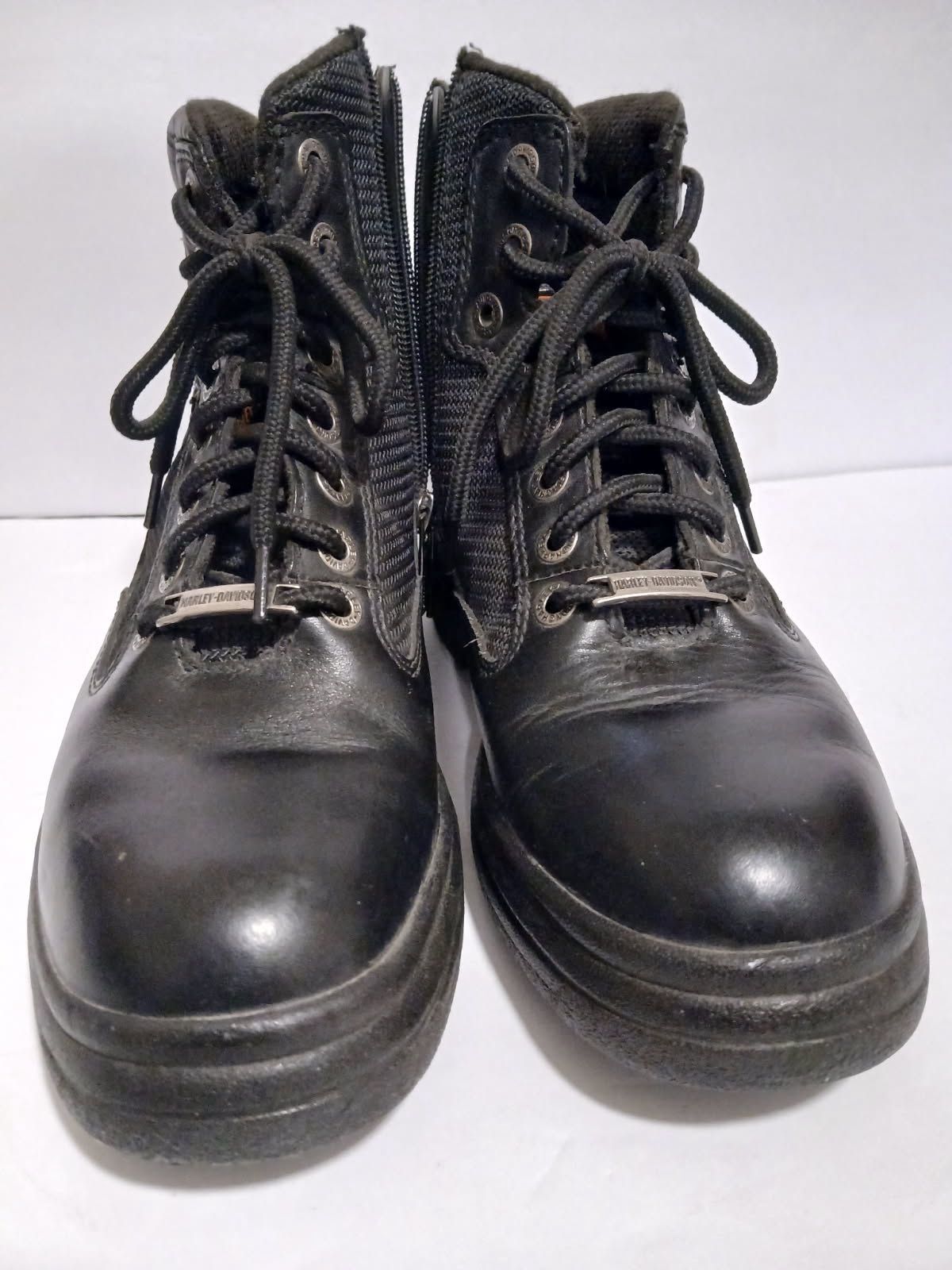Harley Davidson Woman's Leather Rider Zip Lace Up Boots Black Size 7 1/2