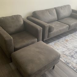 Sofa with Chair & Ottoman. Barely Used. MUST GO ASAP