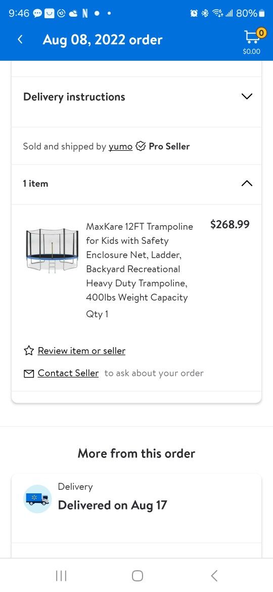 Brand new 12 foot trampoline, never assembled.